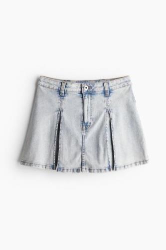 H&M Plissierter Denim-Minirock Blasses Denimblau, Röcke in Größe L. Fa...