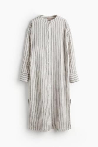 H&M Loungewear-Kaftan aus Leinen Hellbeige/Gestreift, Alltagskleider i...