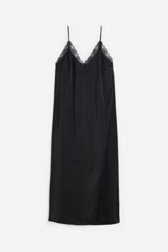 H&M Slipkleid mit Spitze Schwarz, Alltagskleider in Größe XS. Farbe: B...