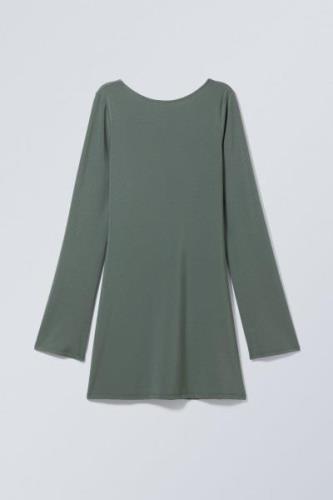 Weekday Minikleid Clair mit offenem Rücken Dusty Green, Alltagskleider...