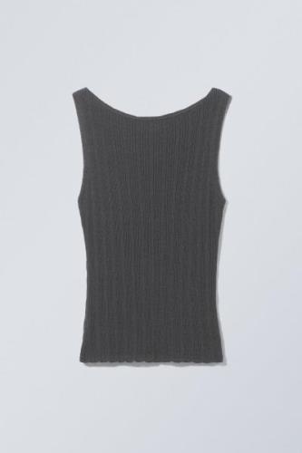 Weekday Schmales Strick-Tanktop mit U-Boot-Ausschnitt Dunkelgrau, Tops...