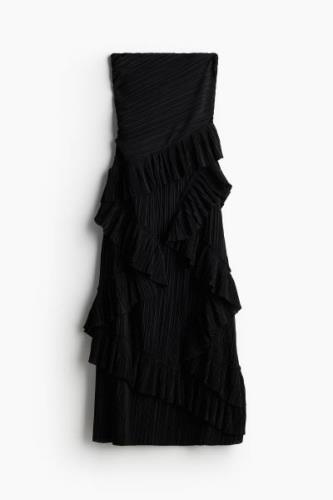 H&M Bandeau-Kleid mit Volants Schwarz, Alltagskleider in Größe XL. Far...