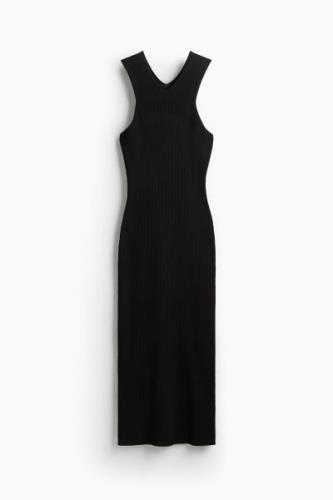 H&M Bodycon-Kleid in Rippstrick Schwarz, Alltagskleider Größe M. Farbe...