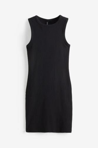 H&M Geripptes Bodycon-Kleid Schwarz, Alltagskleider in Größe S. Farbe:...