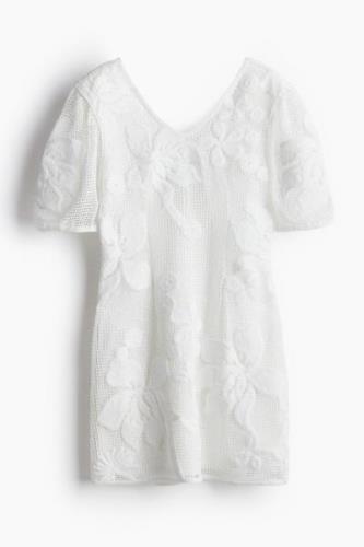 H&M Minikleid aus Mesh Weiß, Alltagskleider in Größe S. Farbe: White