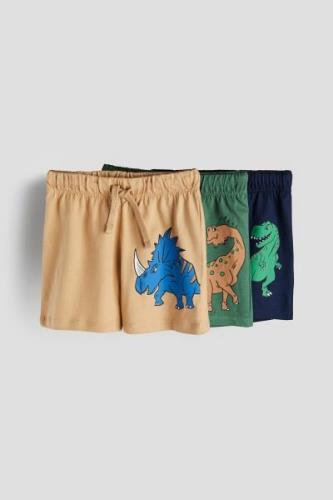 H&M 3er-Pack Pull-on-Shorts Dunkelblau/Dinosaurier in Größe 140. Farbe...