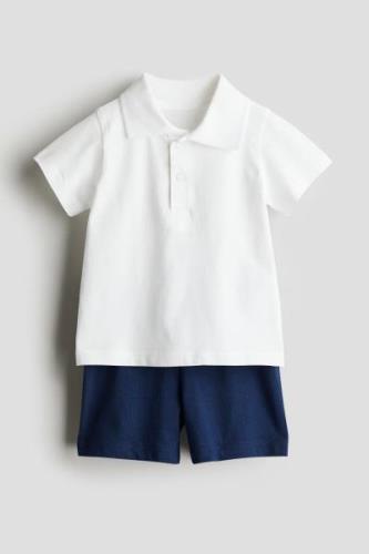 H&M 2-teiliges Set aus Baumwolljersey Weiß/Marineblau, T-Shirts & Tops...