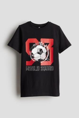 H&M T-Shirt mit Motivprint Schwarz/Fußball, T-Shirts & Tops in Größe 1...