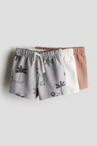 H&M 3er-Pack Sweatshorts Hellgrau/Tiere in Größe 92. Farbe: Light grey...