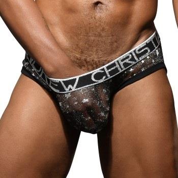 Andrew Christian Almost Naked Metallic Stars Brief Schwarz/Silber Poly...