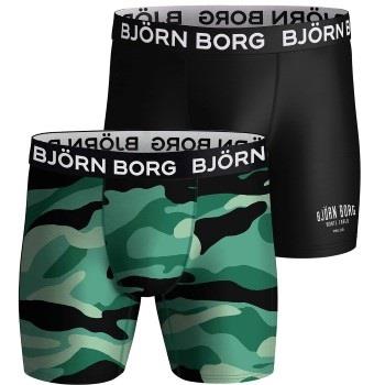 Björn Borg 2P Performance Boxer 1727 Schwarz/Grün Polyester Small Herr...