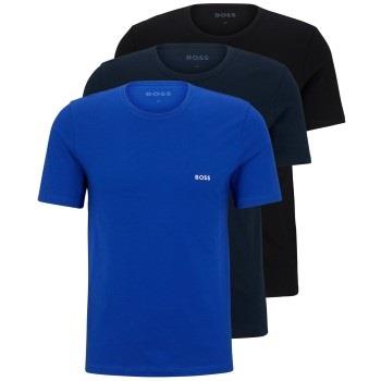 BOSS 3P Classic Cotton Solid T-Shirt Schwarz/Blau Baumwolle Small Herr...