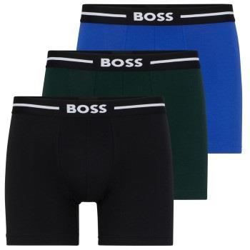 BOSS 3P Solid Cotton Bold Boxer Schwarz/Blau Baumwolle Small Herren