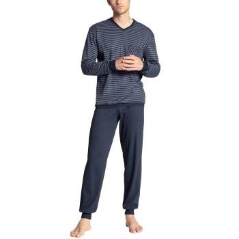 Calida Relax Streamline Pyjama With Cuff Blau Baumwolle Small Herren