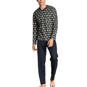 Calida Relax Streamline V-Neck Pyjama Grün Baumwolle Small Herren