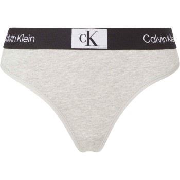 Calvin Klein 3P CK96 Cotton Thong Hellgrau Baumwolle Small Damen