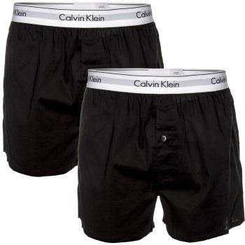 Calvin Klein 2P Modern Cotton Woven Slim Fit Boxer Schwarz gewebte Bau...