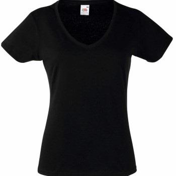 Fruit of the Loom Lady Fit Valueweight V-neck T Schwarz Baumwolle Medi...