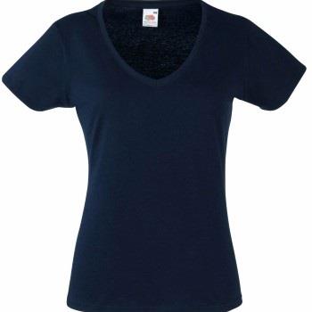 Fruit of the Loom Lady Fit Valueweight V-neck T Dunkelblau Baumwolle L...