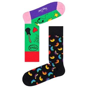 Happy socks 3P Rock Your Socks Friend Sock Schwarz/Grün Baumwolle Gr 4...