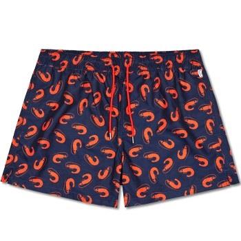 Happy socks Badehosen Shrimpy Swim Shorts Marine gemustert Polyester S...