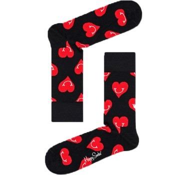 Happy Socks Smiley Heart Sock Schwarz gemustert Baumwolle Gr 41/46