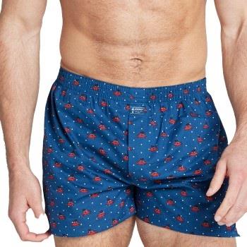 Jockey Woven Poplin Boxer Shorts Blau/Rot Baumwolle Small Herren