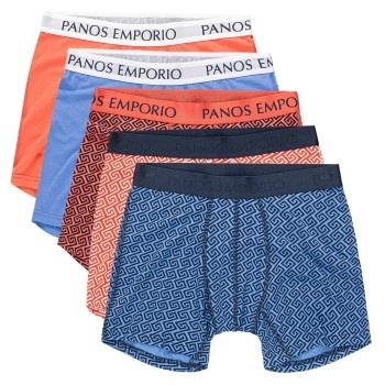 Panos Emporio 5P Bamboo Cotton Boxers Oran/Dunkelbl Small Herren