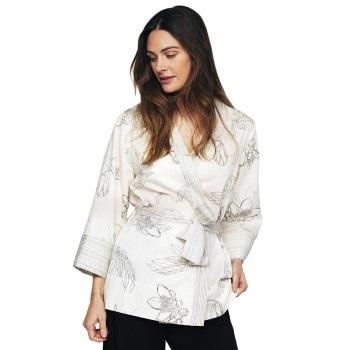 Pierre Robert X Jenny Skavlan Cotton Lounge Kimono Weiß Muster L/XL Da...