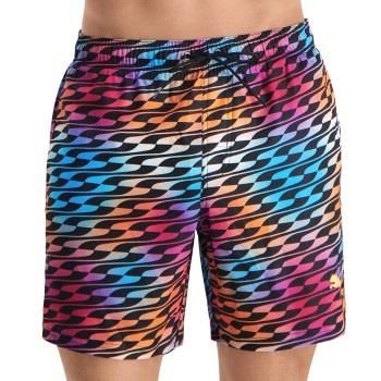 Puma Badehosen Formstrip Mid Swim Shorts Schwarz gemustert Polyester S...