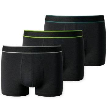 Schiesser 3P 95-5 Boxer Shorts Schwarz/Grün Baumwolle Small Herren