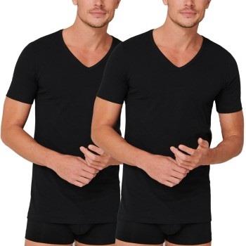 Schiesser 2P 95-5 Organic Cotton V-Neck Schwarz Ökologische Baumwolle ...