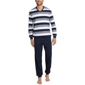 Schiesser Day and Night Long Pyjama With Cuffs Dunkelblau Small Herren