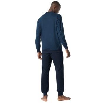 Schiesser Essential Nightwear Pyjamas Crew Neck Blau/Blau Baumwolle X-...