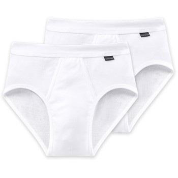 Schiesser 2P Essentials Fine Rib Sports Briefs Weiß Baumwolle Medium H...