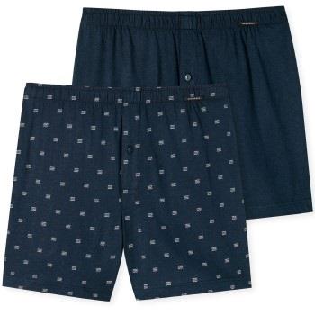 Schiesser 2P Fun Print Boxershorts Marine Baumwolle Small Herren