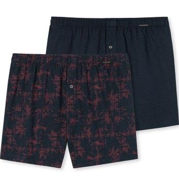 Schiesser 2P Fun Prints Boxer Shorts Marine/Rot Baumwolle Medium Herre...