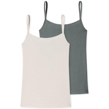 Schiesser 2P Modal Essentials Spagetti Top Grun/Weiss Modal 40 Damen