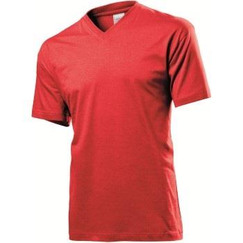 Stedman Classic V-Neck Men T-shirt Rot Baumwolle Small Herren