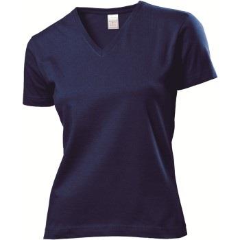 Stedman Classic V-Neck Women T-shirt Marine Baumwolle Small Damen