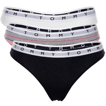 Tommy Hilfiger 3P Essentials Thong Weiß/Marine Baumwolle Small Damen