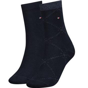 Tommy Hlfiger Women Graphic Argyle Sock 2P Marine Gr 39/42 Damen