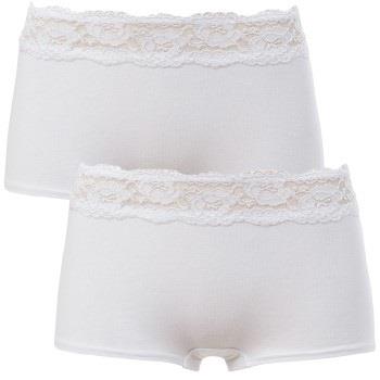 Trofe Lace Trimmed Boxer Briefs 2P Weiß Baumwolle Small Damen