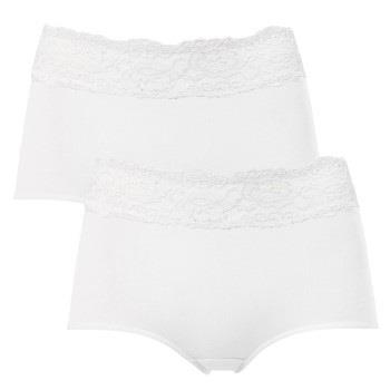 Trofe Lace Trimmed Maxi Briefs 2P Weiß Baumwolle Small Damen