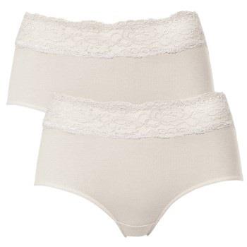 Trofe Lace Trimmed Midi Briefs 2P Champagner Baumwolle Small Damen