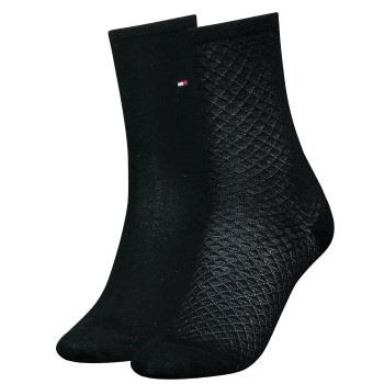 Tommy Hilfiger 2P Women Diamond Structure Socks Schwarz Gr 39/42 Damen