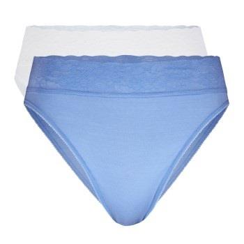 Calida 2P Lycraspitze Panty Blau/Weiß Baumwolle Medium Damen