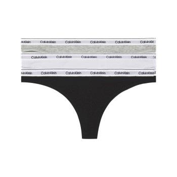 Calvin Klein 3P Modern Logo Thongs Weiß/Grau Baumwolle Small Damen