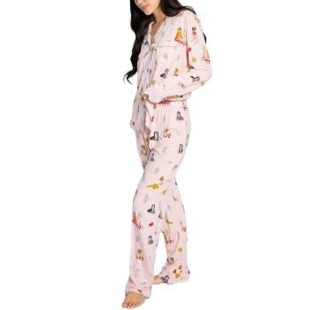 PJ Salvage Playful Prints Long Pyjamas Rosa Muster Small Damen