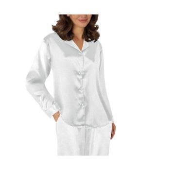 Lady Avenue Satin Pyjama With Short Sleeves Elfenbein Seide Small Dame...